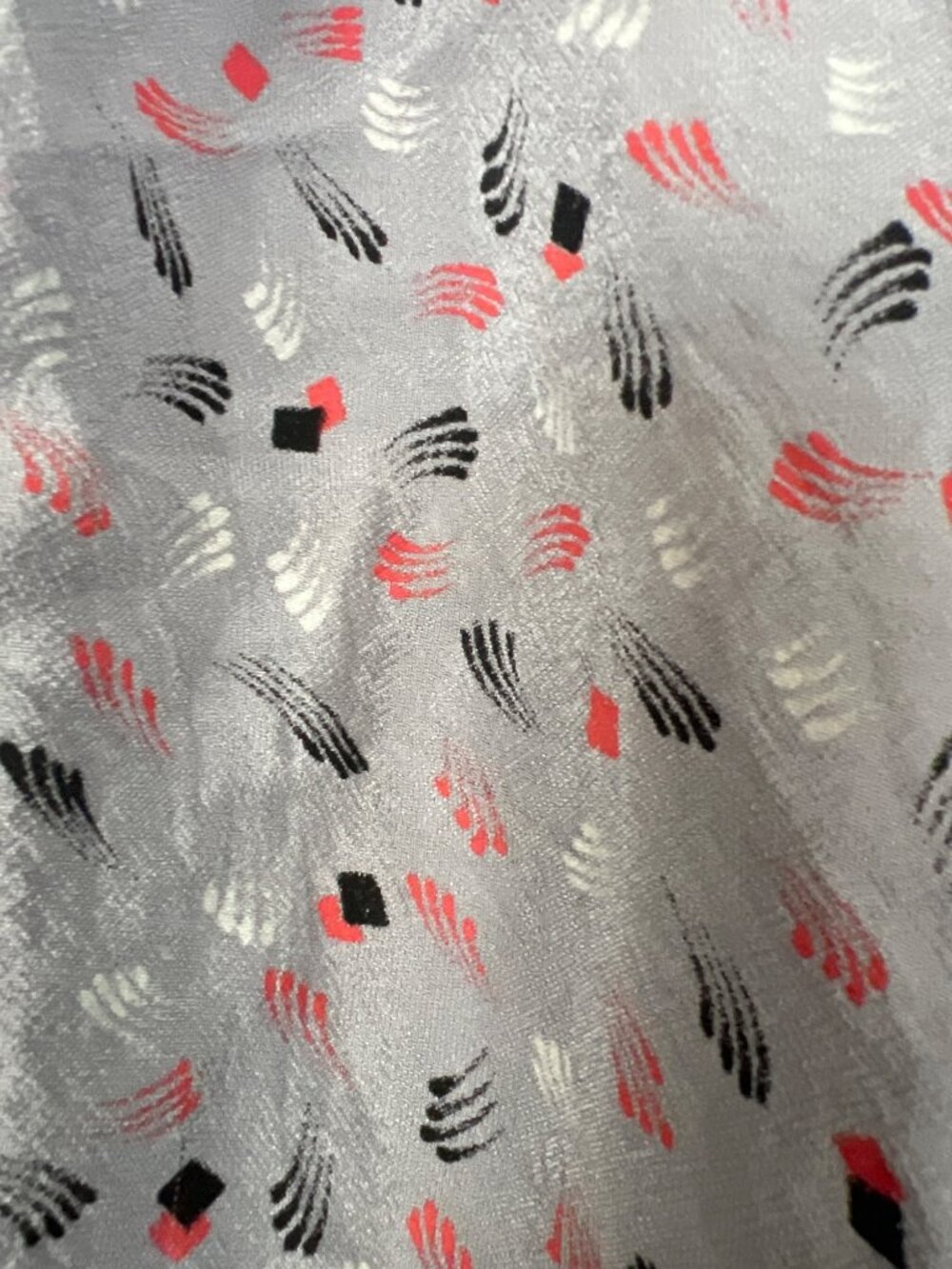 1970s Diane Gilman For Cabal Sheer Wrap Shirt With Abstract Print Size S - Picture 7 of 10